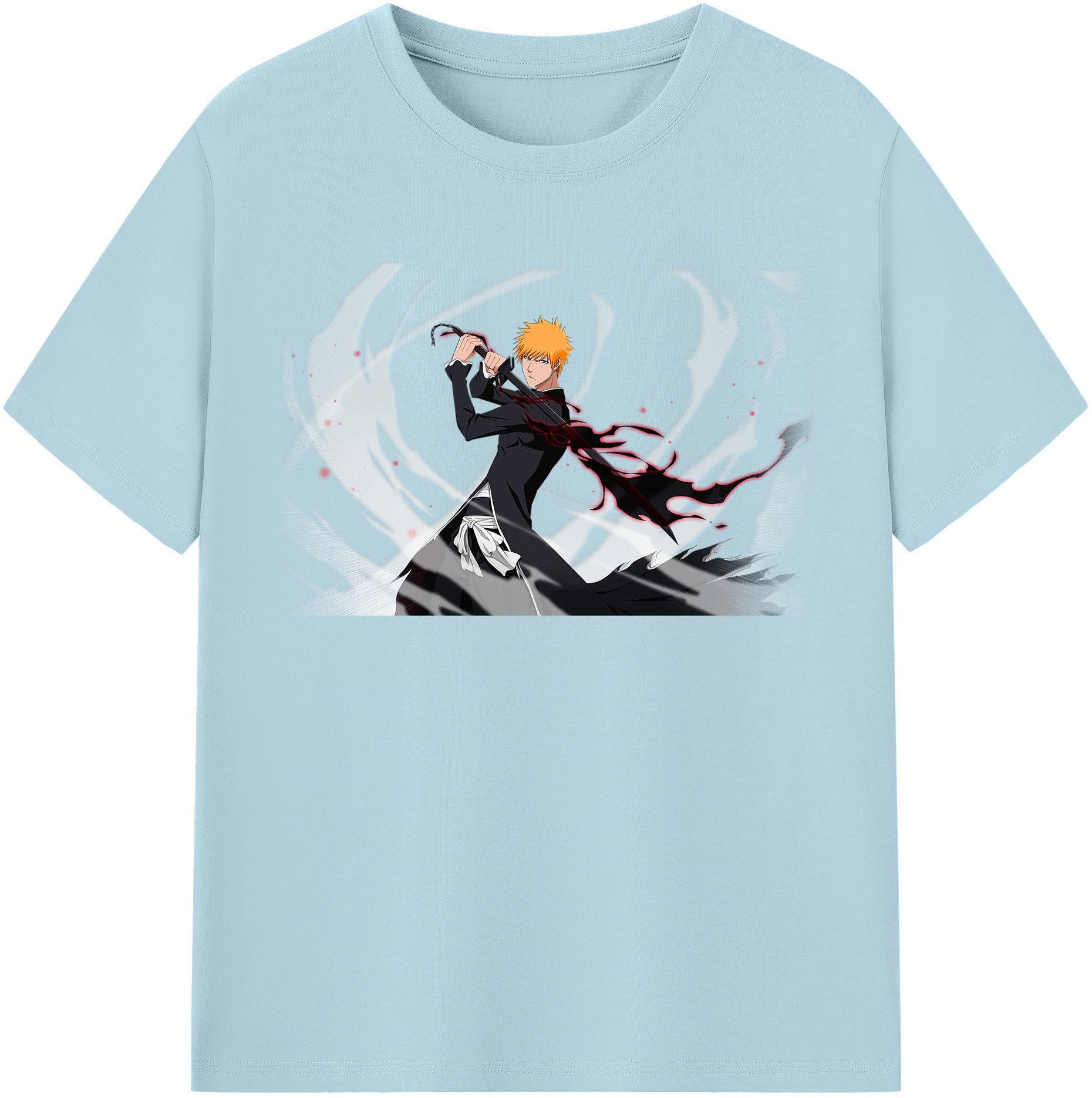 （画像用） ブリーチ 黒崎一護（くろさき いちご）BLEACH Kurosaki Ichigo 綿100％半袖Tシャツ（フロントプリント）